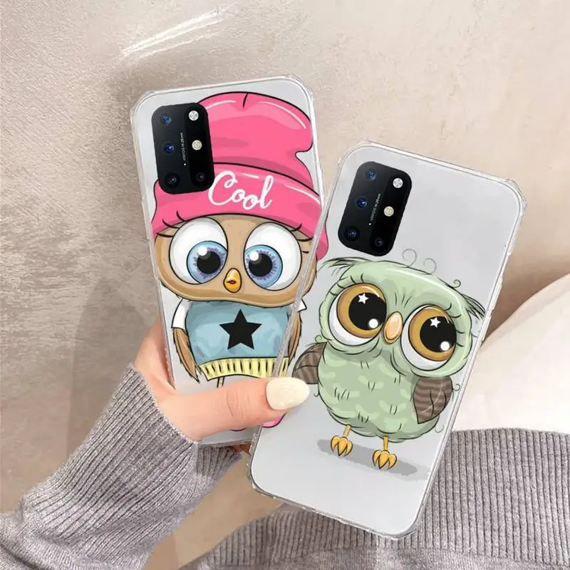 

owl cute cartoon animal Phone Case Transparent For OnePlus 9 8 7 7t 8t Oppo find X3 X2 reno5 Vivo X60 X50 Pro MeiZu 17 16XS