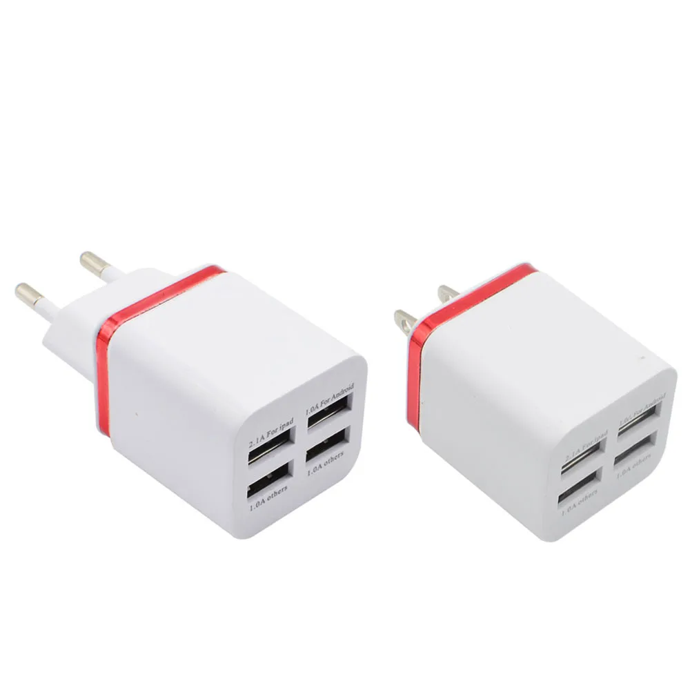 Новое покрытие зарядное устройство 4USB зарядное устройство для мобильного телефона 2.1A 4 USB металлическое боковое зарядное устройство
