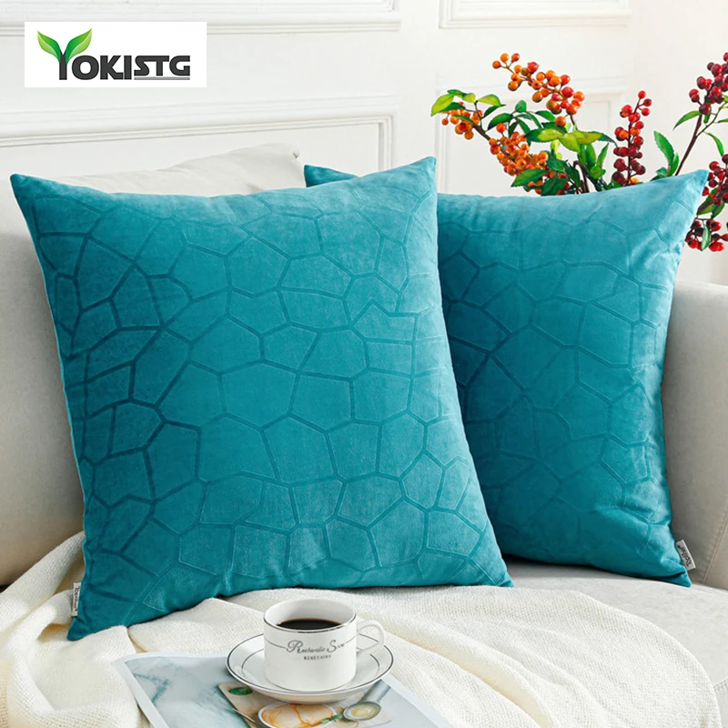 Мягкие бархатные Чехлы для подушек с геометрическим рисунком YokiSTG декоративный