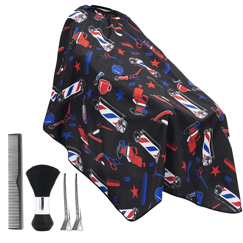 

Professional Barber Cape Adjustable Buckle Hair Cutting Cape with Carbon Comb Neck Duster Brush&Clips Hair Cutting Capes