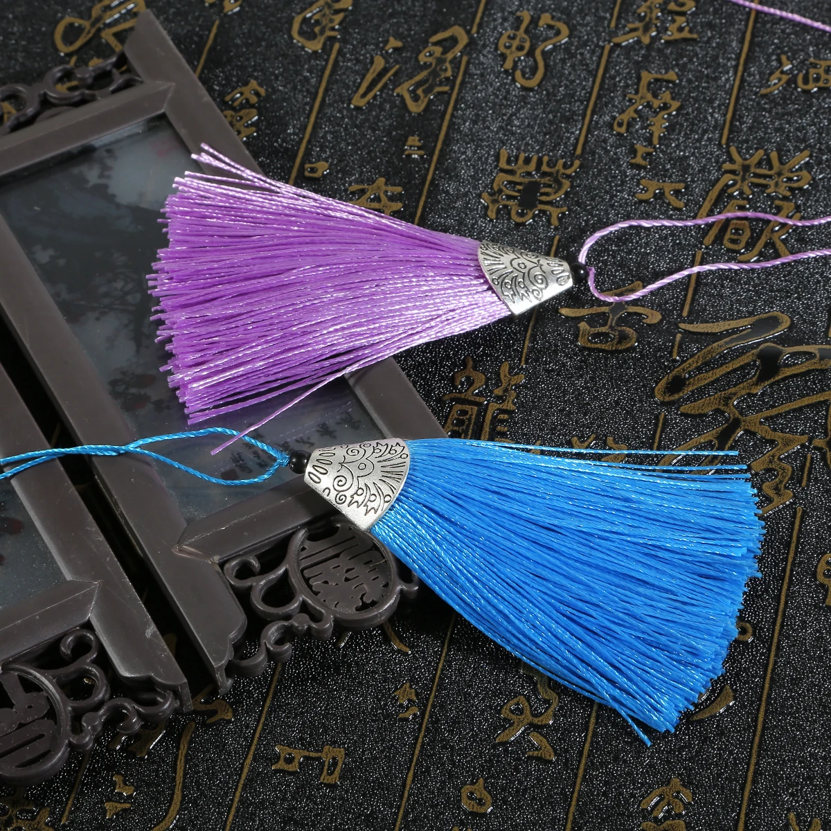 2 шт./пакет декоративная кисточка из полиэстера с черным агатом и цинковым