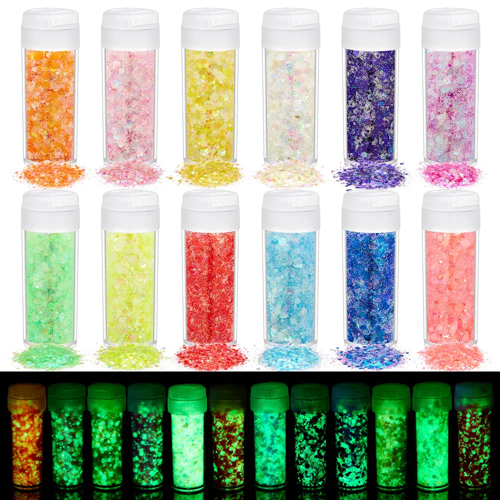 

10g Luminous Nail Art Sequin Glitter Fluorescent Flake DIY Manicure Powder Nails Art Decoration