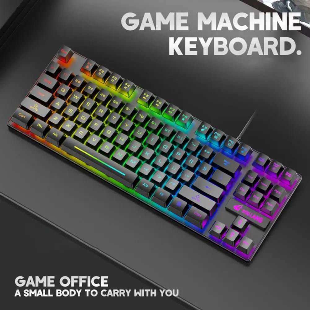 

Fashion unique Seven-color Backlit Keyboard K16 87 Keys 12 Multimedia Keys For Pc / Laptop Gaming keyboard, mechanical Feel