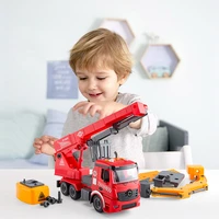 3in1 bricks engineering vehicle toys truck model removable fire truck set with light lift sprinkler childrens kid toys for boys