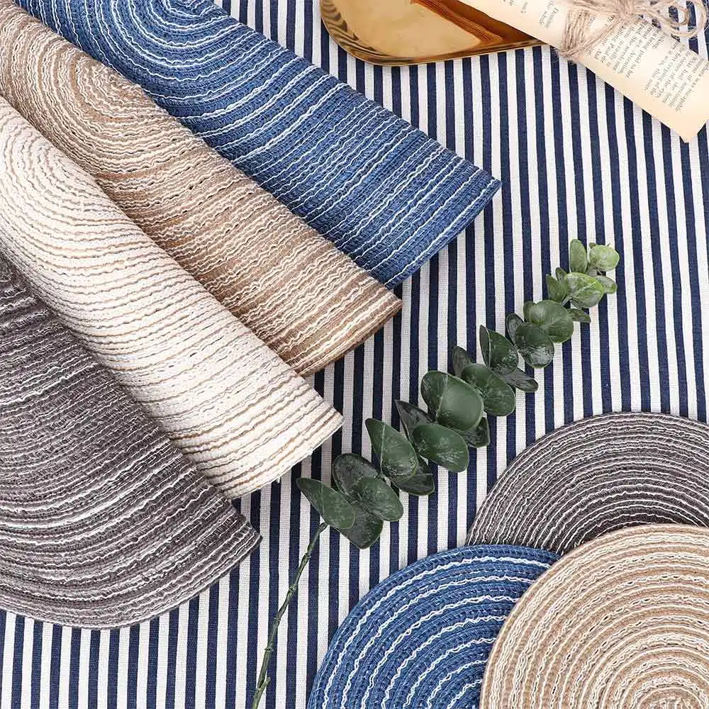 Круглый дизайн стол из рами изоляционный коврик твердые салфетки лен