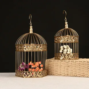 2 шт. Металл Кованое железо клетка для птиц подвесное украшение Свадебная птичья