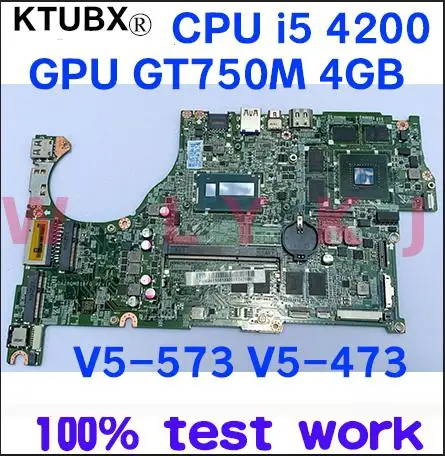 Для ACER V5 473/G 573/G ноутбук материнская плата DAZRQMB18F0 Процессор i5 4200U GPU GT750M 4 Гб DDR3 100%