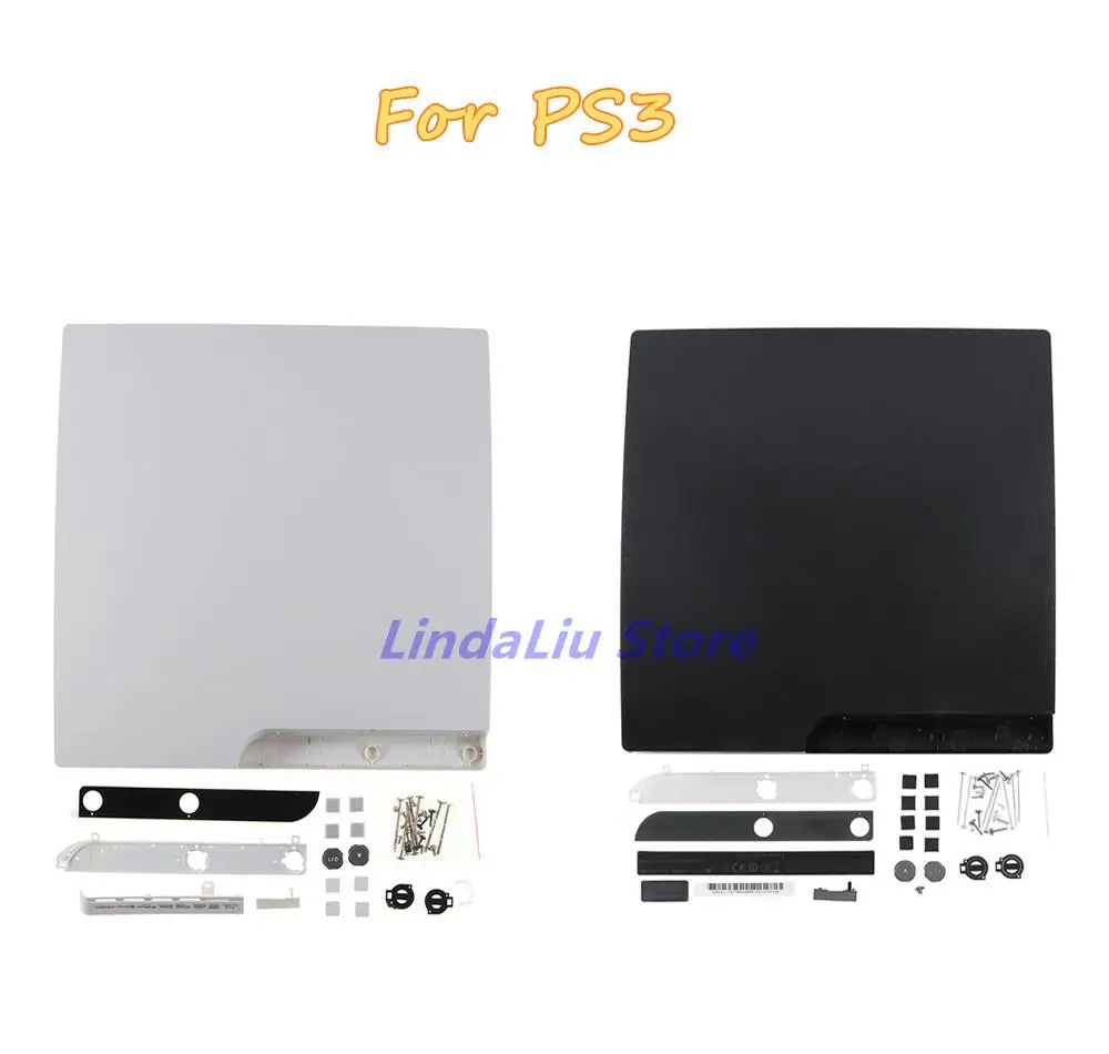 1set Black & White full housing shell case for ps3 slim console protective cover case with parts for playstaion 3 slim with logo