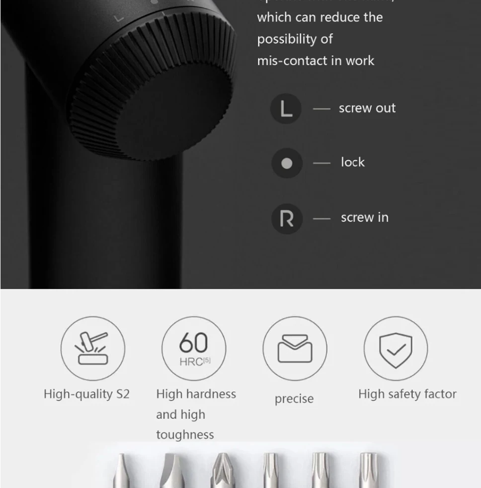 xiaomi mijia домашняя электрическая отвертка 5N. m большой крутящий момент PH1 H3 SL4 Набор отверток 12 шт. S2 бит 2000amh батарея 3,6 В