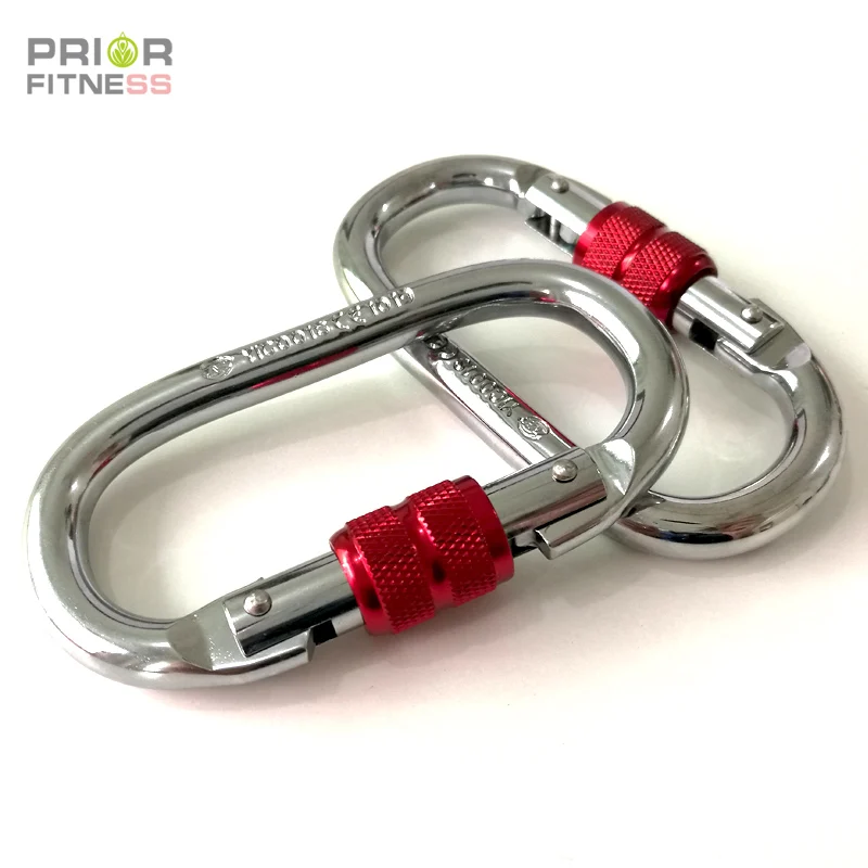 

2 Pcs Carabiner for Aerial yoga hammock CE Certificated Silver Steel Carabiner 25KN O Type Hardware for Aerial Dance