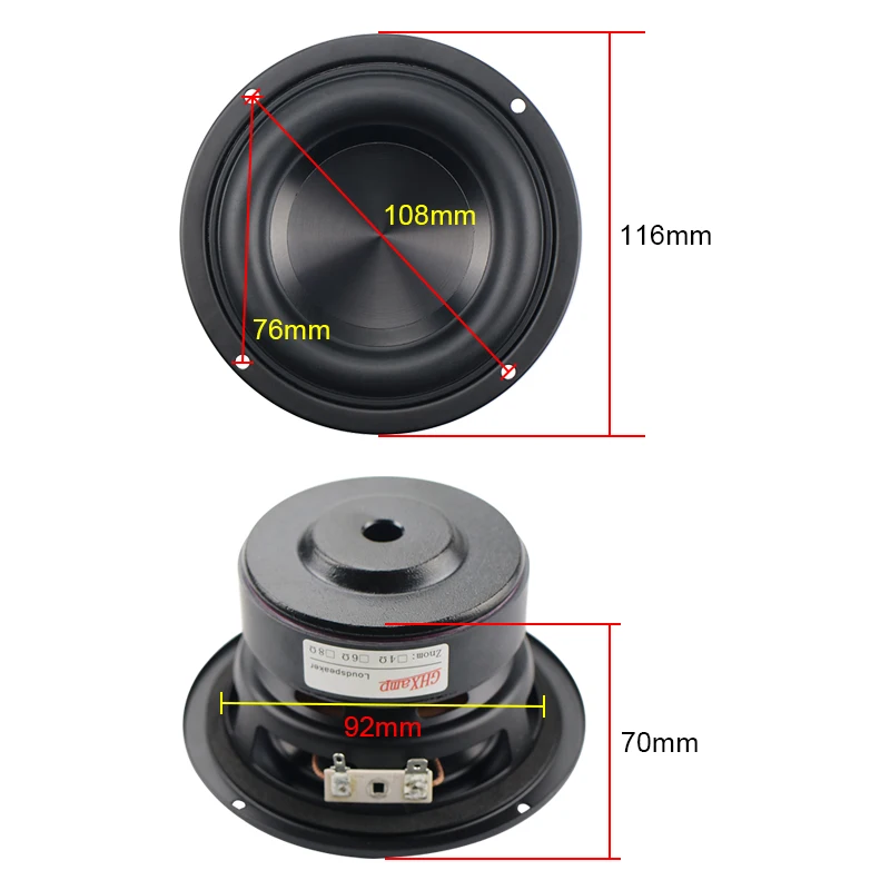 GHXAMP 4 дюймовый динамик вуфера Hifi сабвуфер оксид алюминия диск бас-гудок труба заразительная мощная 40 Вт 67 Гц-3500 Гц