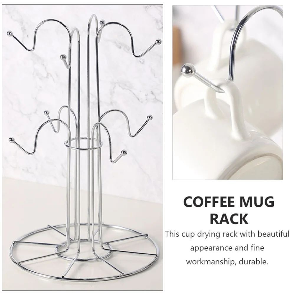 

1Pc Cup Drying Storage Rack Mug Cup Rack Creative Cup Stand Cup Dry Rack Silver