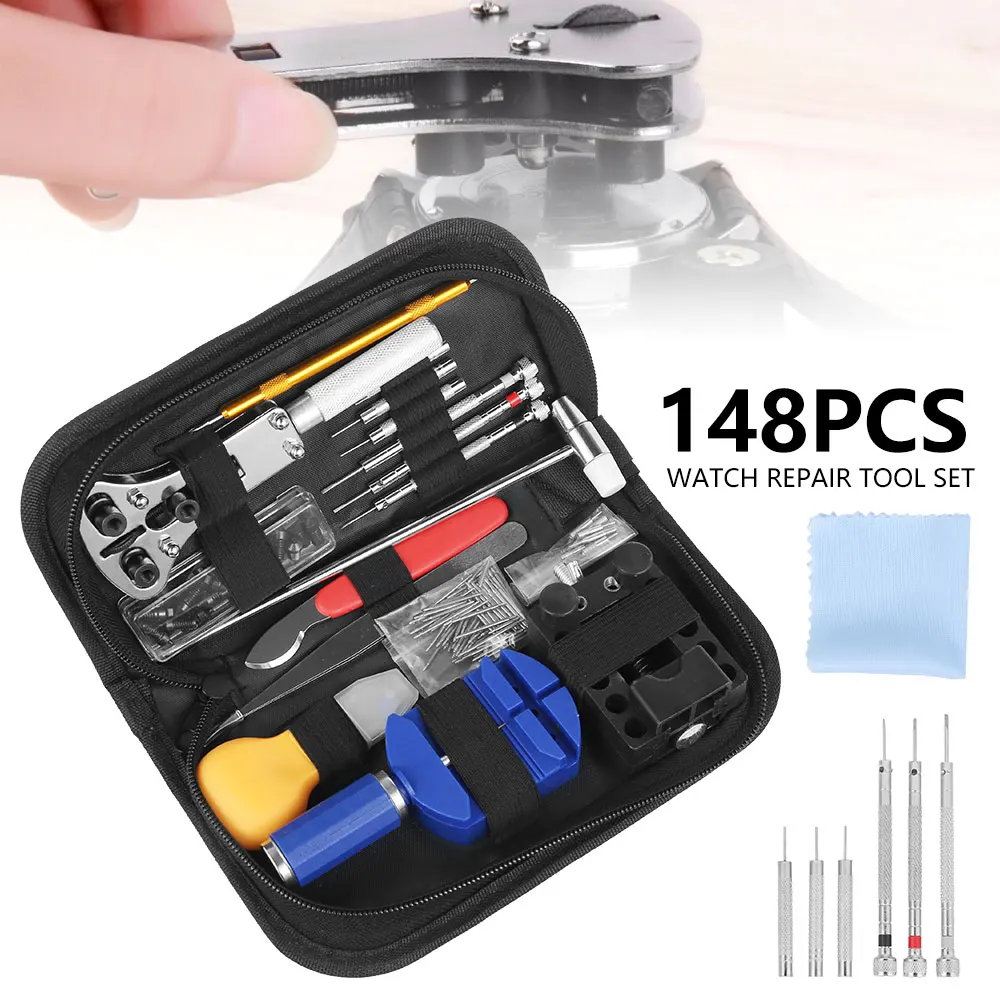 

Professional 148pcs Watch Repair Tool Kit Watch Link Pin Remover Case Opener Spring Bar Remover Repair Watch Tool Kit