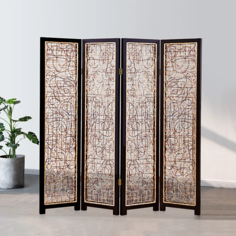 

Chinese Style Solid Wood Natural Rattan Portable Folding Doors Room Dividers Screens & Room Dividers For Home Decor