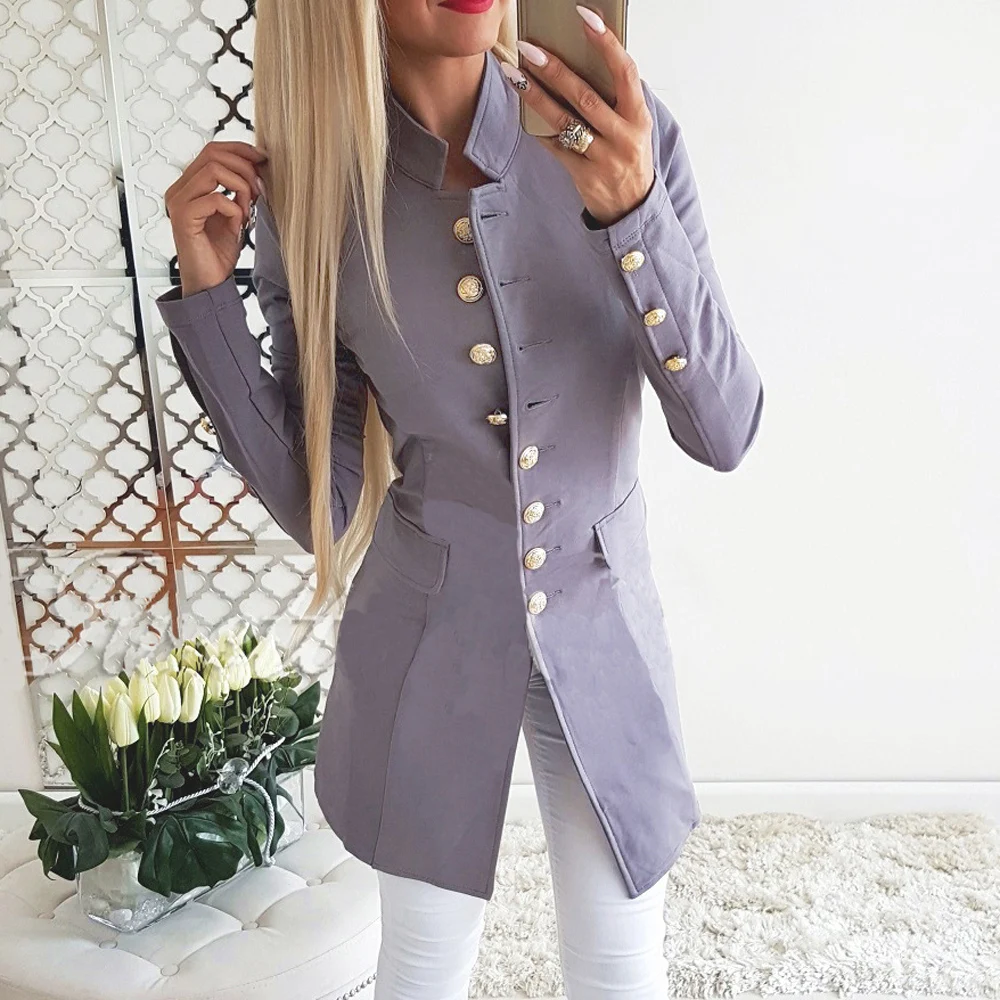 Женский Тонкий Длинный блейзер двубортный Блейзер верхняя одежда модель WDC3062