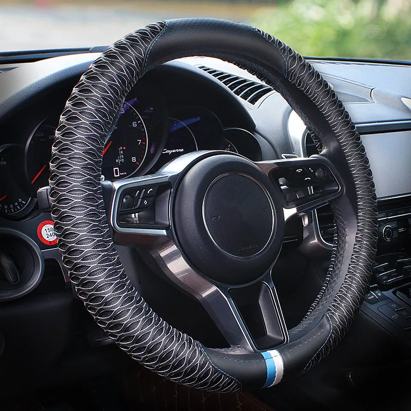 Летний ледяной Шелковый автомобильный чехол из искусственной кожи на руль