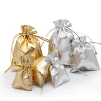100pcs 5x7 7x9 9x12cm 11x16cm drawstring gift bags metallic foil organza pouches christmas wedding party favour gifts candy bags