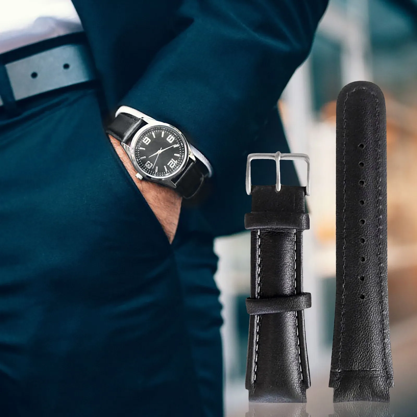 

Diuspeed - Cinturino in Vera Pelle per SUUNTO Navy Seal Assault Leather Elastic Belt leather Solo Loop bracelet watch band