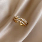 Изысканный Циркон двойной кольцо на палец для женщин, модные корейские Драгоценности 2021 Новая Свадебная вечеринка роскошные аксессуары Необычные кольца