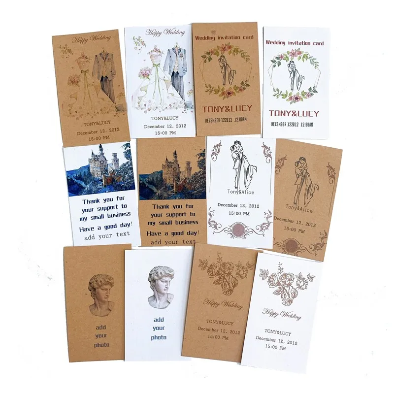 

100pcs Design Custom logo business card paper full-color printing Personalized Wedding invitations Birthday Greeting card