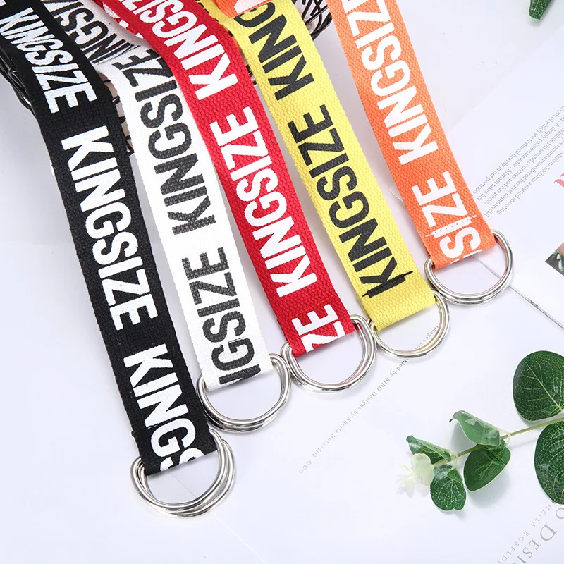 

Fashion Simple Canvas Embroidered Men's Women's Belt Metal Black Buckle Tide Brand European American Popular Lengthened Belt