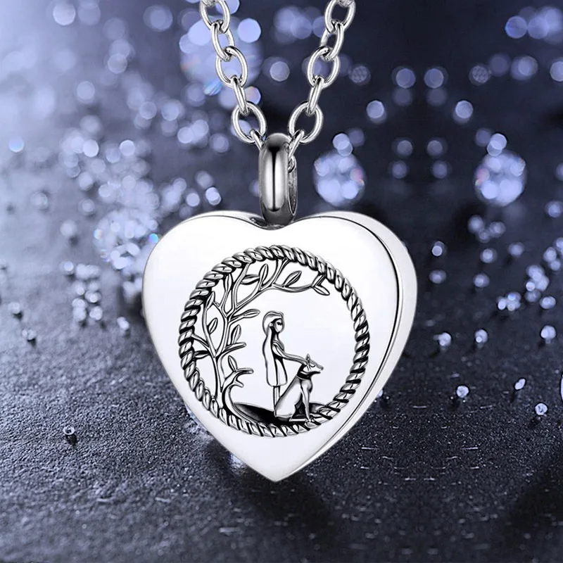 Tree Of Life Owl Necklace Stainless Stee Classic Heart Shape Cremation Urn Ashes Pendant Necklace For Women Jewelry Gifts