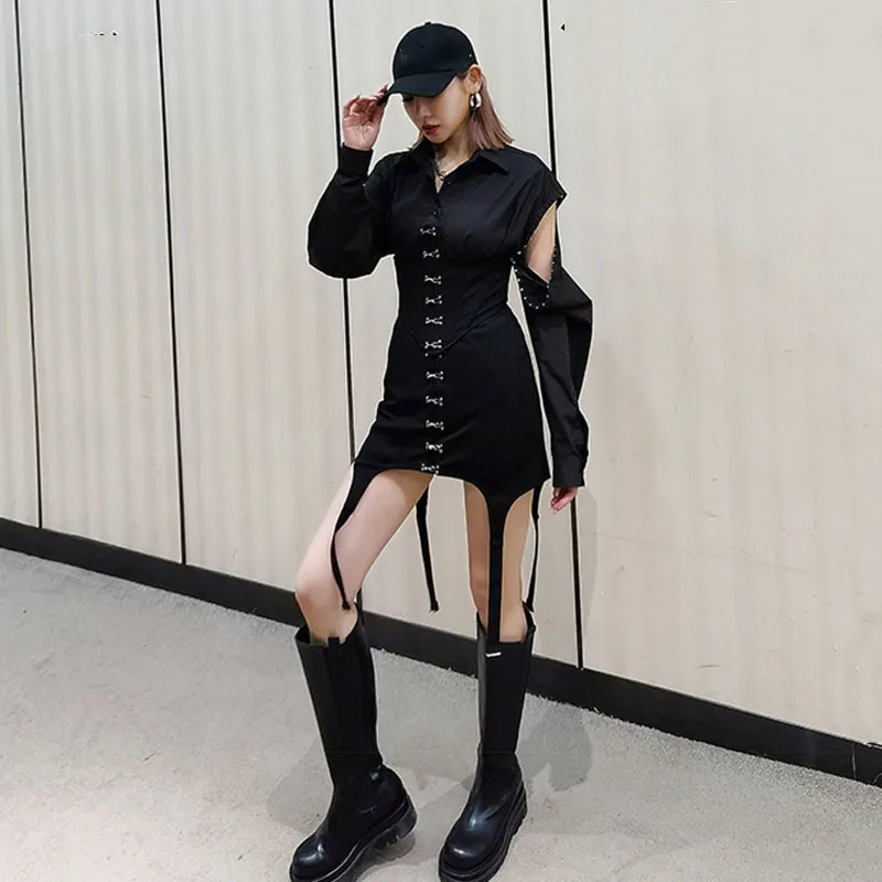 

SeeBeautiful Three Pieces Loose Lapel Long Sleeve Shirt Waist Seal Mini Half-boy Skirt Sets New Fashion 2021 Spring Women E040