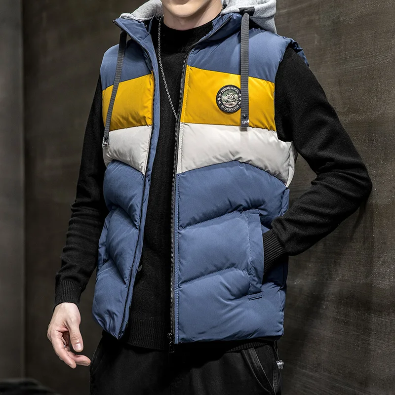 

New Winter Cotton Vest Male Youth Thickened Student Waistcoat Double Face Wear Autumn Winter Cotton Coat Shoulder Casual Fashion