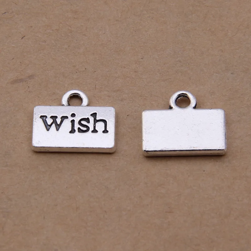 

HAEQIS Fashion silver Alloy Message Charms Single Sided WISH Letter Dog Tag pendant Charms 10*12mm 40pcs AAC1265
