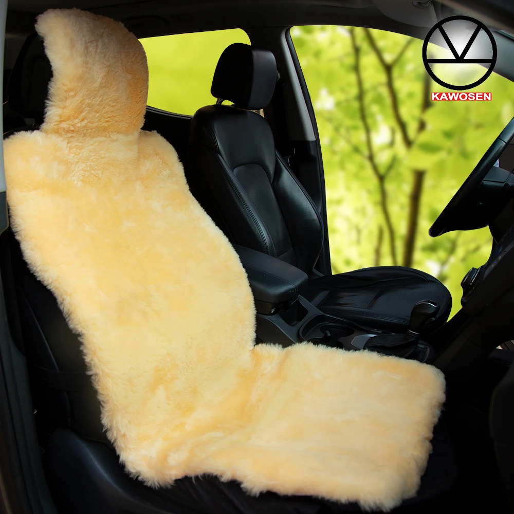 

KAWOSEN 1 PCS Australian Sheepskin Fur Seat Cover, Super Warm Universal Car Seat Cover, Wool Car Seat Covers Auto Cushion WSCP05