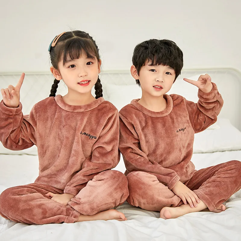 

Фланелевые пижамы для девочек и мальчиков, детские пижамы, теплая детская одежда, детская утепленная одежда для сна, зимние пижамы, флисовая...