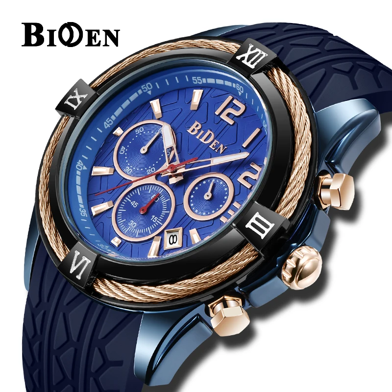 2019 мужские часы BIDEN повседневные Силиконовые кварцевые Спортивные Светящиеся