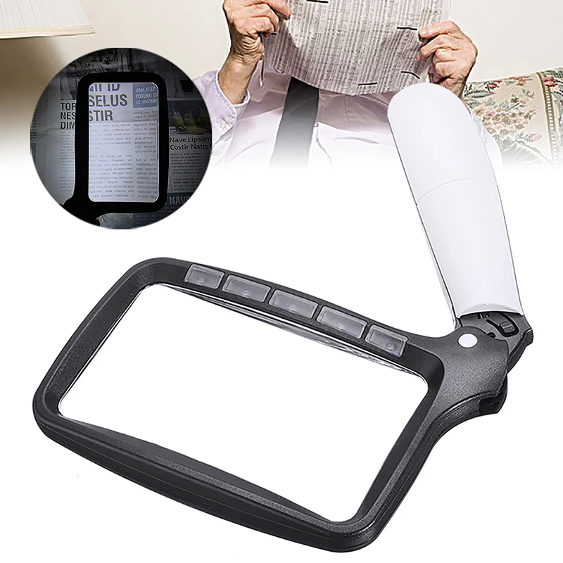 5 ''ручной большой Лупа Складная для пожилых чтения лупа с светодиодный