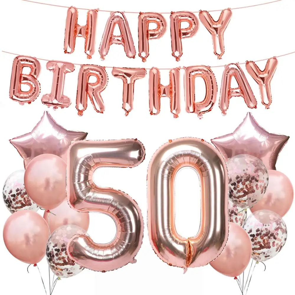 30 Amawill 60th С Днем Рождения Розовое золото конфетти 32 дюймов номер фольги шар для взрослых День Рождения Декор юбилей поставки 75D - Цвет: 30