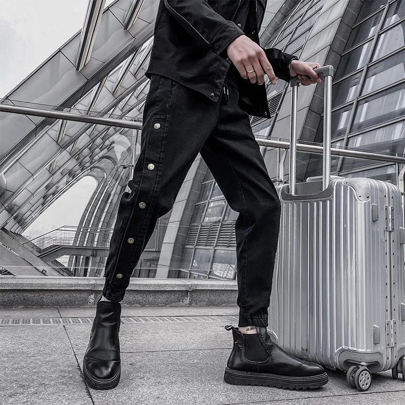 

ICCLEK 2021 Fall New Jeans Buttoned Pants Men's Jeans Harem Pants Bunch Legs Men's Casual Pants Men Jeans Pants Skinny Jeans