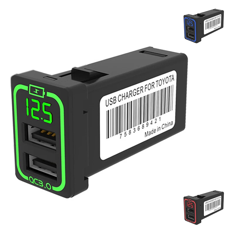 

Автомобильное зарядное устройство с двумя USB-портами и светодиодным дисплеем
