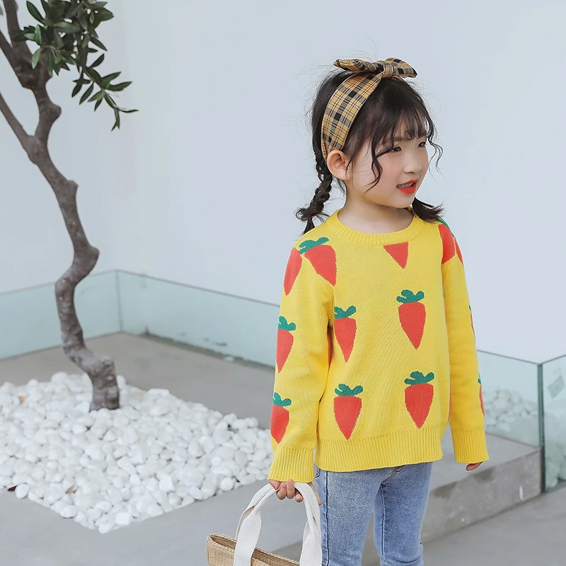 Свитер для маленьких девочек новинка на осень и весну детская трикотажная одежда