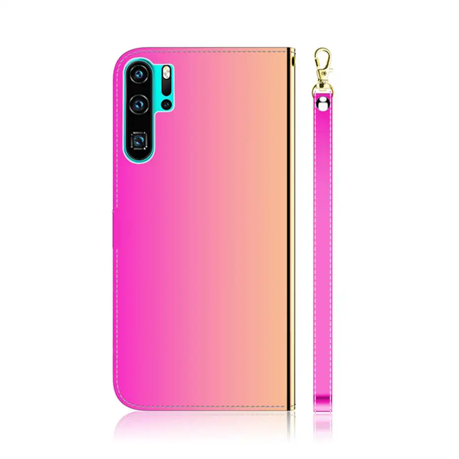 Гладкий зеркальный кожаный чехол книжка для Huawei P30 Pro Lite бумажник телефона P Smart Y6 Y5