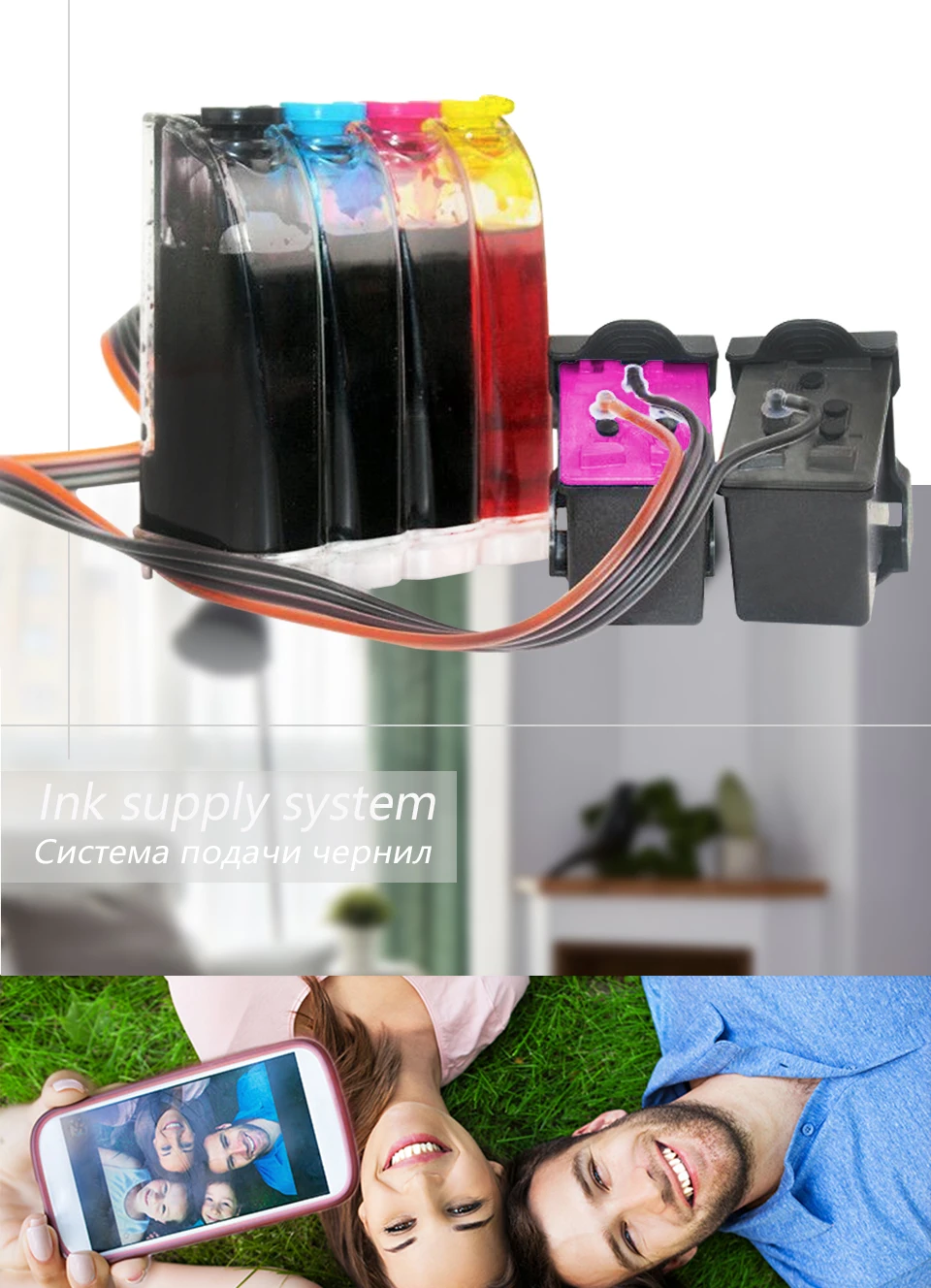 Заправляемая СНПЧ совместимый для HP 21 22 с чернилами Deskjet 3915 3920 D1530 D1320 D1311 D1455 F2100 F2280