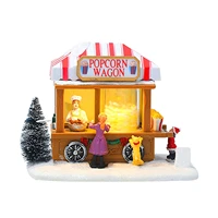 christmas doll figurine christmas light up popcorn wagon ornament musical house christmas lighted ornament for laundry bedside t
