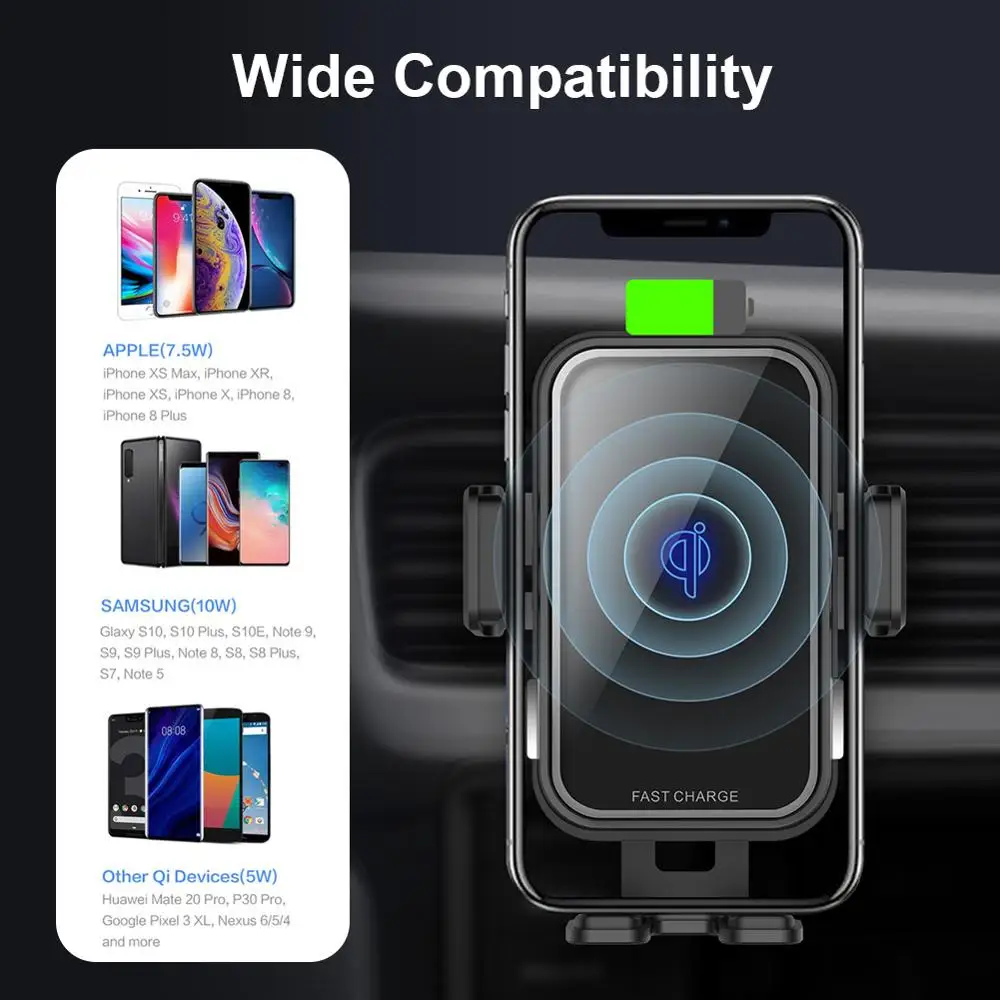 Беспроводное Автомобильное зарядное устройство Qi держатель телефона для iPhone
