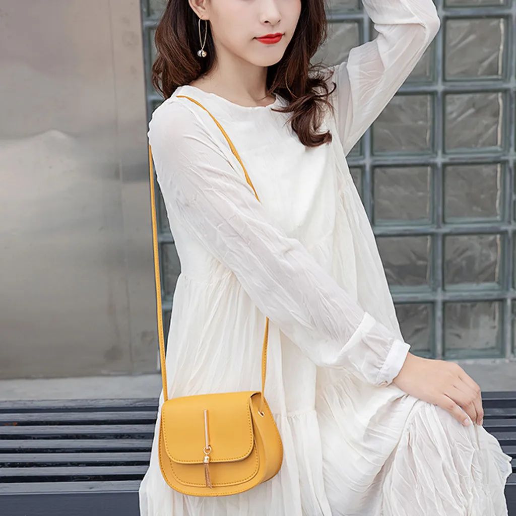 

Fashion Tassel Crossbody Bags for Women Simple Style Solid Color Leather Shoulder Bag Ladies Messenger Bag bolso mujer