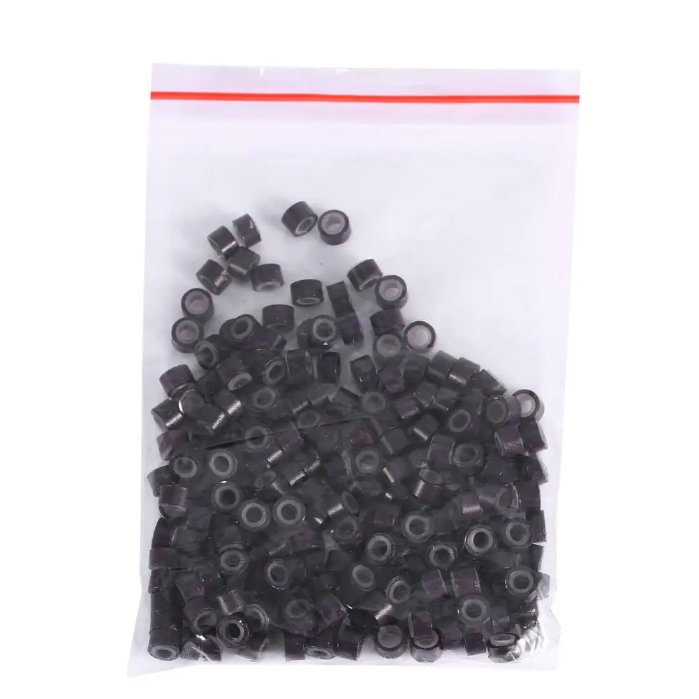 Brown 200Pcs 200/500/1000 шт. волосы бусин 4*3 мм волосы для loop-наращивания на микро-кольца силиконовые кольца/ссылки/бусины заколки для волос Инструменты для наращивания волос бусины Кольцо - Цвет: Brown 200Pcs