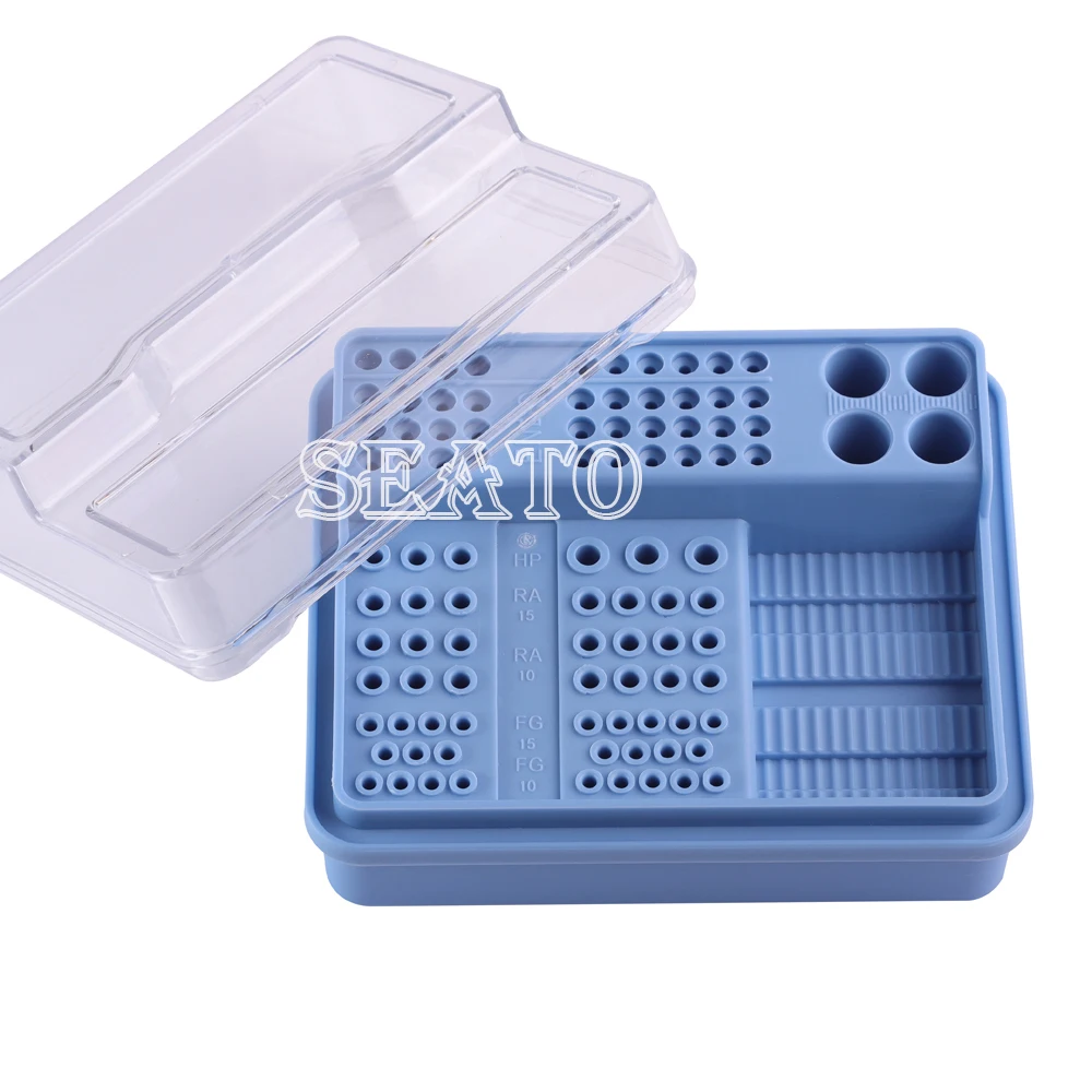 Синий 91Holes+4Holes+1Pan Dental Endo Box Endodontics Disinfection Storage Case Organizer For RA FG dental care tool - Цвет: Синий