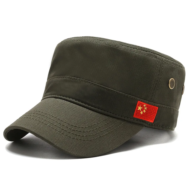 

Kagenmo All-Match Flat Cap Spring And Autumn Embroidered Sun Protection Cap Thin Cotton Quick Dry Unisex Military Cap