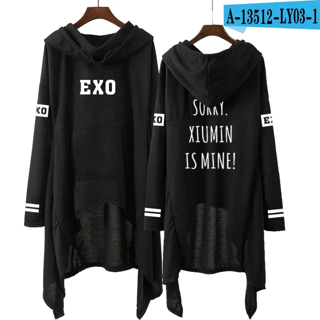 Kpop EXO/новые модные корейские толстовки EXO DO LAY SE HUN KAI пой FOR YOU EXO длинная юбка женские толстовки Harajuku Пуловеры для девочек - Цвет: A13512