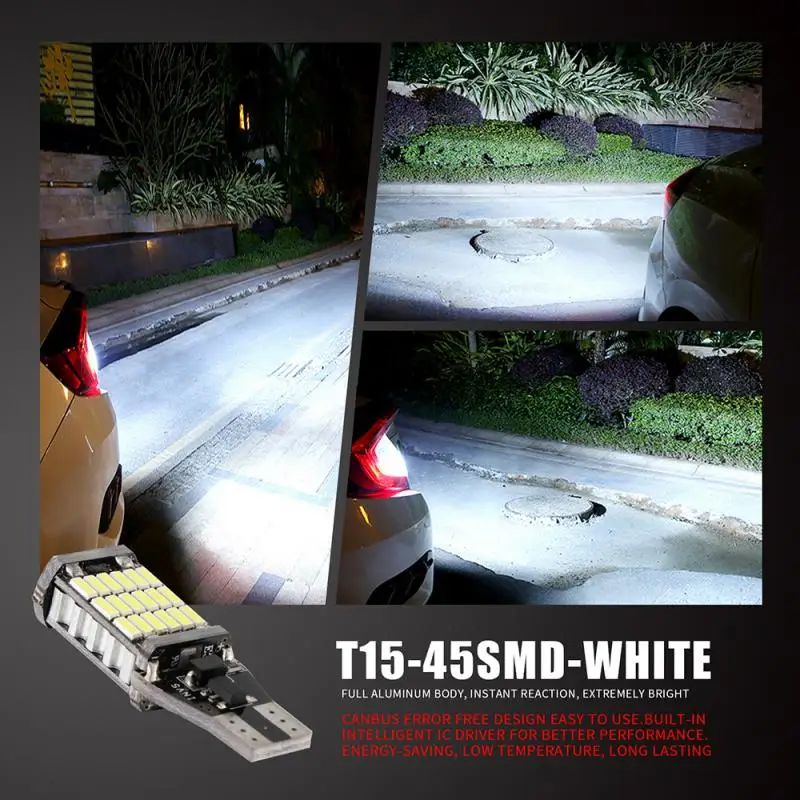 

2PCS T15 W16W 12V Car Backup Brake Lamp Car Tail Turn Signals Daytime Running Light Super Bright LED Canbus Stop Reserve Light