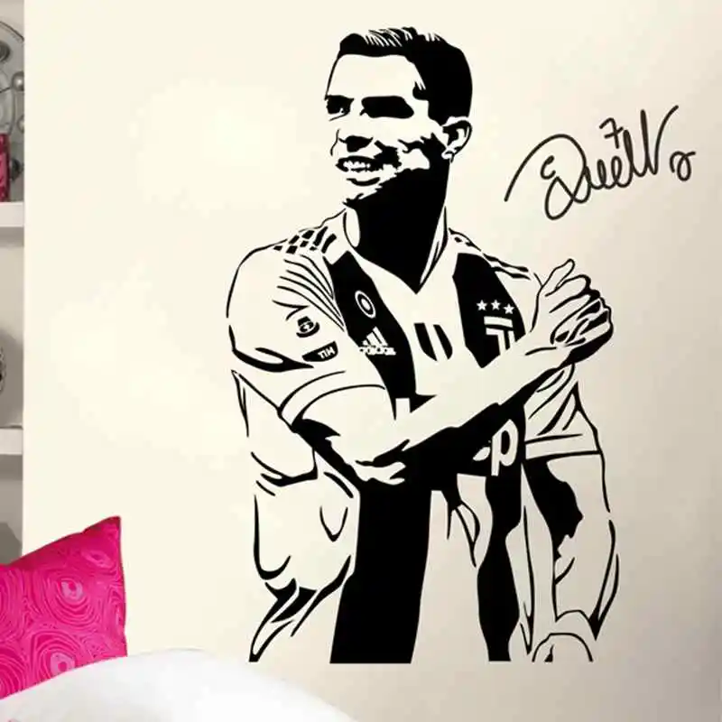 C Ronaldo наклейка на стену с футболистом Спортивная детская комната Декоративные