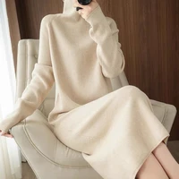 ultra long over the knee sweater womens loose turtleneck cashmere sweater in 2021 with bottoming shirt long dress thickened