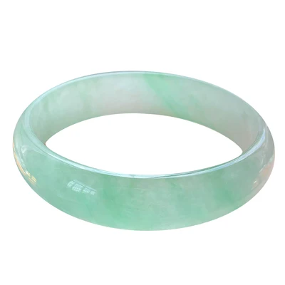 

zheru jewelry natural Burmese jade 54-64mm light-colored bracelet, elegant princess jewelry, best gift for mother and girlfriend